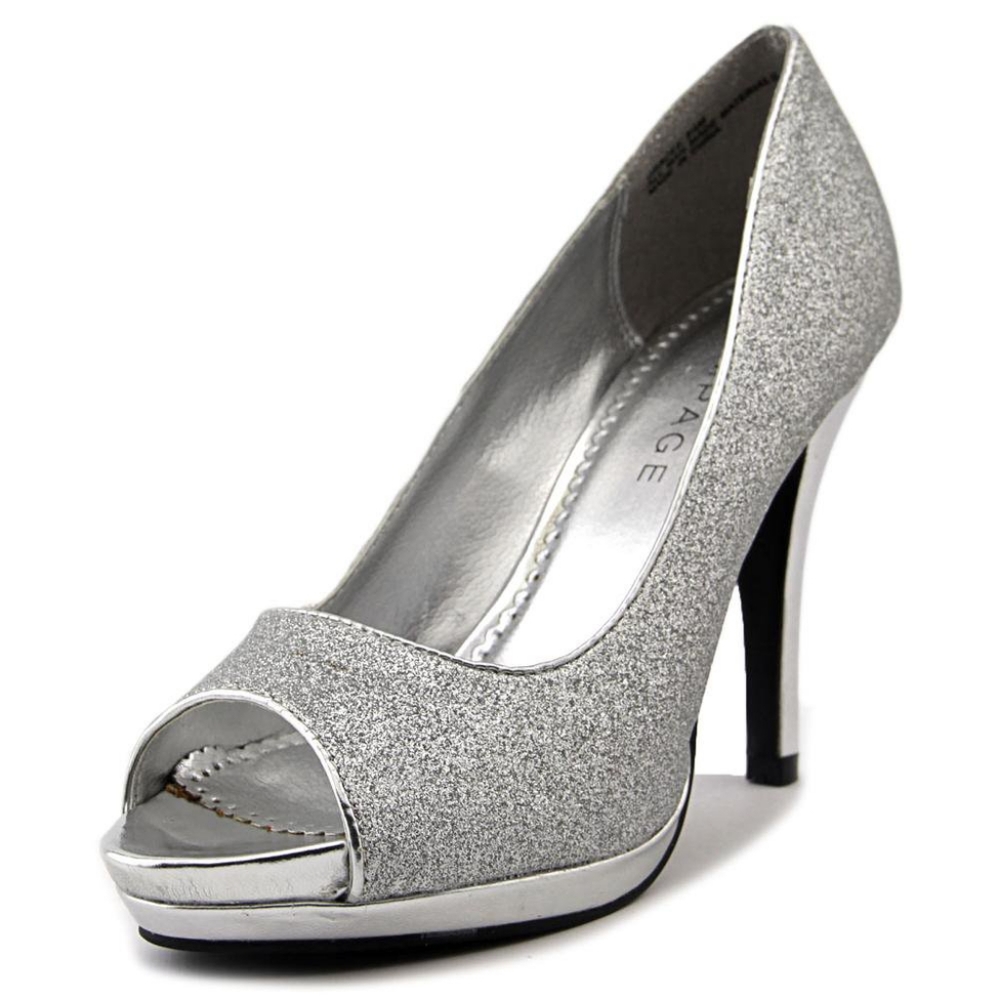 NWB Gracee Silver Sparkle Peep Toe Pumps